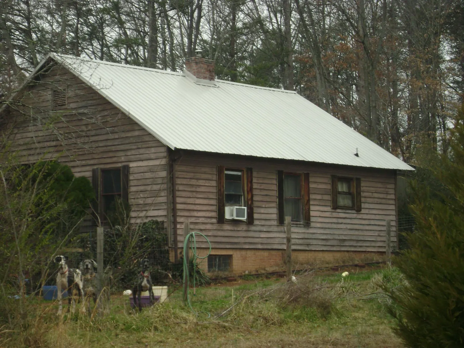 White metal roof on an old wood sided farmhouse, from a Asphalt Shingle Roof Repair job in Dearborn